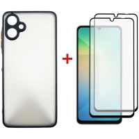 Чохол до мобільного телефона Dengos Kit Samsung Galaxy A06 Matte + 2 pcs glass (Black) (DG-CTG2P-02)