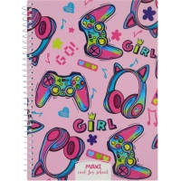 Блокнот Maxi А5, пластикова обкладинка, спіраль, 60 арк., клітинка (MX21213-01)