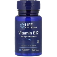 Вітамінно-мінеральний комплекс Life Extension Вітамін B12, Метилкобаламін, 1 мг, смак ванілі, Vitamin B12, Methyl (LEX-15366)