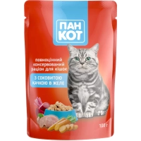 Вологий корм для кішок Пан Кот качка в желе 100 г (4820111140992)