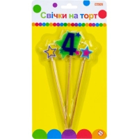 Свічка Maxi Stars "4" висотою 4,5 см, 3 шт. (MX620080-4)