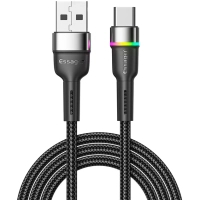 Дата кабель USB 2.0 AM to USB-C 1.0m 3A LED black Essager (EXCT-XCD01)