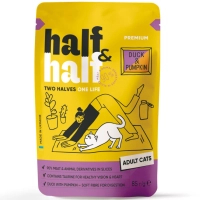 Вологий корм для кішок Half&Half з качкою та гарбузом в соусі 85 г (4820261921915)