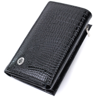 Гаманець ST Leather Три складення з натуральної шкіри Чорний (22707)