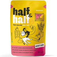 Вологий корм для кішок Half&Half з яловичиною та морквою в желе 85 г (4820261921922)