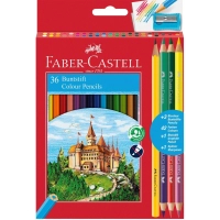 Олівці кольорові Faber-Castell Замок, двокольоров, 36 кольорів + стругачка (30455)