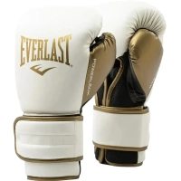 Боксерські рукавички Everlast PowerLock Boxing Training Gloves P00003050 білий, золотий 14 унцій (009283620127)
