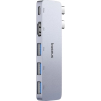 Концентратор Baseus USB-C 5-in-1 3xUSB 3.0 + 1xUSB-C 40Gbps + 1xHDMI 4K30Hz gray (B00052801811-04)