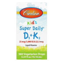 Вітамін Carlson Вітамін D3+K2 для дітей у краплях, 1000 МО та 22,5 мкг, Kid' (CAR-10530)