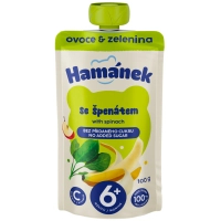 Дитяче пюре Hamanek Яблуко з бананом та шпинатом 100 г (8595139798444)