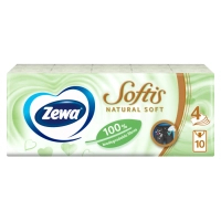 Серветки косметичні Zewa Softis Natural Soft 10 x 9 шт. (7322541351872)