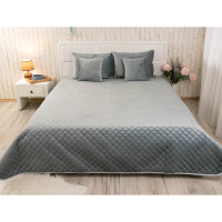 Покривало Руно двостороннє декоративне Velour Dark Grey ромб 180х220 см (340.55_Dark Grey ромб)