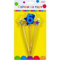 Свічка Maxi Stars "6" висотою 4,5 см, 3 шт. (MX620080-6)