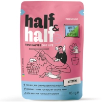 Вологий корм для кішок Half&Half для кошенят з білою рибою та горохом в желе 85 г (4820261921939)