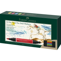 Художній маркер Faber-Castell набір двосторонніх Pitt Artist Pen Dual Marker, 5 кольорів (32416)