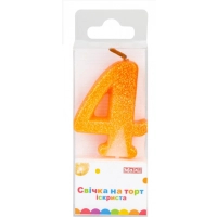 Свічка Maxi "4" із блискітками, що іскриться, 4,5 см, на торт (MX622081-4)