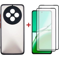 Чохол до мобільного телефона Dengos Oppo Reno 12F 4G Case Matte + 2 Glass (Black) (DG-CTG2P-19)