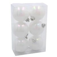 Ялинкова іграшка Chomik пластикові кульки компл. 6шт, 6см, білий перламутр (5900779893696)