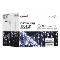Гірлянда Chomik Бахрома 300 LED 12 м, холодний білий, IP44, від мережі (5900779879850)