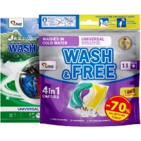 Набір побутової хімії Wash&Free Капсули для прання Жасмин та лаванда 10+1 шт + Порошок Гірська свіжість 400 г (9202009988865)