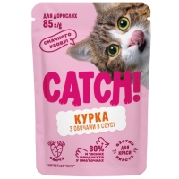 Вологий корм для кішок Catch! з куркою та овочами в соусі 24х85 г (2700000066997)