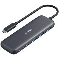 Концентратор Anker USB-C 5-in-1 2xUSB-A + USB-C 5Gbps + HDMI 4K + USB-C PD in 100W black (A8355H11)