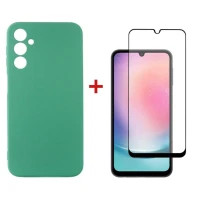 Чохол до мобільного телефона Dengos Samsung Galaxy A24 Case + Glass (Mint) (DG-KM-79)