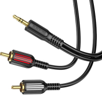 Кабель мультимедійний 3.5mm M to 2xRCA M 1.5m Black BOROFONE (6974443382204)