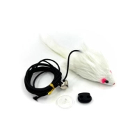 Іграшка для котів Hippie Pet Мишка з мотузкою біла 8 см (HIPCT2304006B)