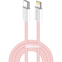 Дата кабель USB-C to Lightning 1.0m 27W pink ColorWay (CW-CBPDCL061-P)