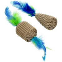 Іграшка для котів Hippie Pet Картонні з пір’ям сині 6-10 см, 2 шт (HIPCT2304099)