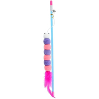 Іграшка для котів Hippie Pet Вудка-гусінь рожева з фіолетовим 30 см (HIPCW2303036G)