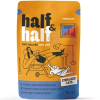 Вологий корм для кішок Half&Half для стерилізованих з кроликом та яблуком в желе 85 г (4820261921892)
