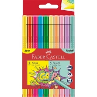 Фломастери Faber-Castell Grip felt-tip pen neon + pastel, тригранні пастельні + неонові, 10 кольорів (30746)