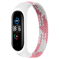 Ремінець до фітнес браслета BeCover Elastic Nylon Style для Xiaomi Mi Smart Band 5/6 (Size M) Pink-White (706153)