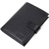 Портмоне Bond Accessories З натуральної зернистої шкіри Чорне (22055)