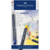 Олівці кольорові Faber-Castell GoldFaber металевий пенал 12 кольорів (114712) (27641)