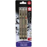 Лайнер Sakura Набір Pigma Micron 2 шт (0.1/0.5) + 1 лінер-пензель Pigma Brush Чорний, у блістері (8712079441685)