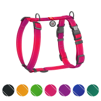 Шлея для собак WAUDOG Nylon Mono анатомічна H-подібна з QR паспортом, пластиковий фастекс, L рожева (54587)