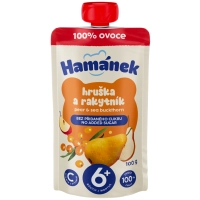 Дитяче пюре Hamanek Pouch Яблуко з грушею і обліпихою, 100 г (8595139797195)