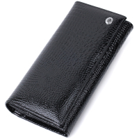 Гаманець ST Leather З натуральної лакованої шкіри Чорний (22679)