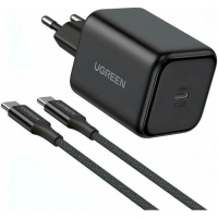Зарядний пристрій Ugreen USB-C GaN 45W + cable USB-C to USB-C X524 black (65054)