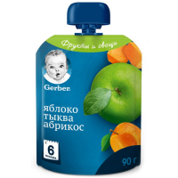Дитяче пюре Gerber Яблуко Гарбуз Абрикос 90 г (7613036034999)