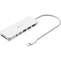 Концентратор J5create USB-C 6-in-1 2xUSB 3.2 + USB-C PD + HDMI 4K + SD/TF + 3.5mm white (JCD373EW-N)