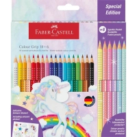Олівці кольорові Faber-Castell Colour Grip Unicorn, акварельні, 18 кольорів + 6 пастельних (201543) (32324)