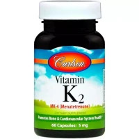Вітамін Carlson Вітамін К2 (MK-4 Менатетренон), Vitamin K2 Menatetrenone, 5 Мг, 60 Капсу (CAR-01000)