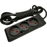 Мережевий подовжувач TECCO 1.5м 3 поста black (8681277843556)