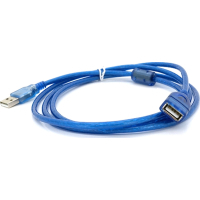 Дата кабель USB 2.0 AM/AF 1.5m ferrite transparent blue Voltronic (YT-AM/AF-1.5TBL)
