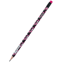 Олівець графітний Axent Floral Black круглий, з гумкою, НВ (9009/36-14-A)