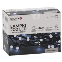 Гірлянда Chomik Кульки-змійка 200 LED 16 м, холодний білий, IP44, від мережі (5900779880153)